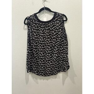 Loft Sleeveless Top Grey Cherry on black print Size XL